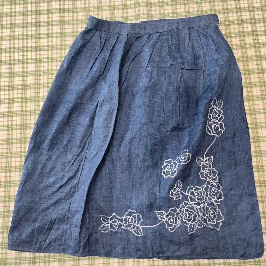 [BUNJANG] Mosi Embroidery Wrap Skirt / 5ㅡ모시 자수 랩스커트 ㅡ허리ㅡ30ㅡ34까지