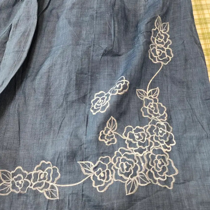 [BUNJANG] Mosi Embroidery Wrap Skirt / 5ㅡ모시 자수 랩스커트 ㅡ허리ㅡ30ㅡ34까지