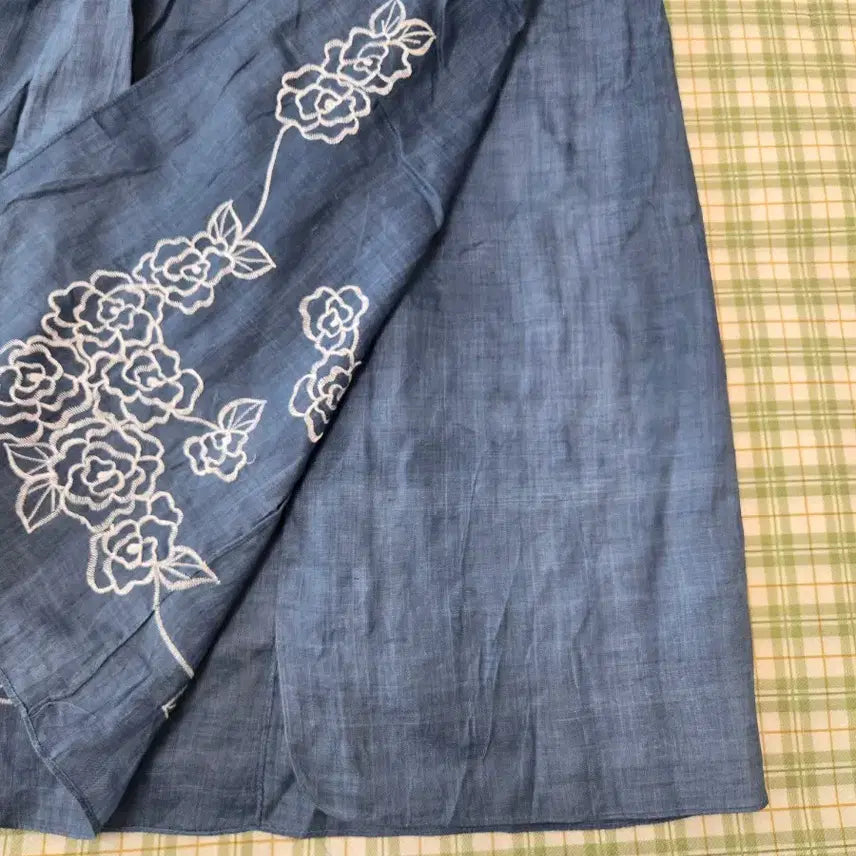 [BUNJANG] Mosi Embroidery Wrap Skirt / 5ㅡ모시 자수 랩스커트 ㅡ허리ㅡ30ㅡ34까지