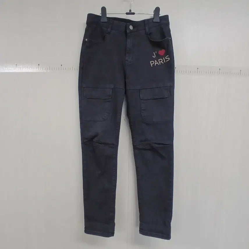 [BUNJANG] Black Washed Cargo Design Denim Pants / 블랙 워싱 카고 디자인 데님 바지