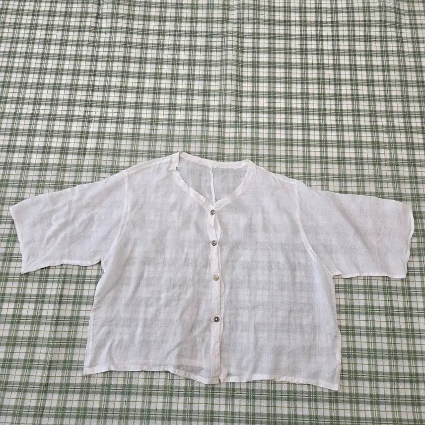 [BUNJANG] Linen Blend Shirt White Size 77 / 5ㅡ모시 셔츠ㅡ77