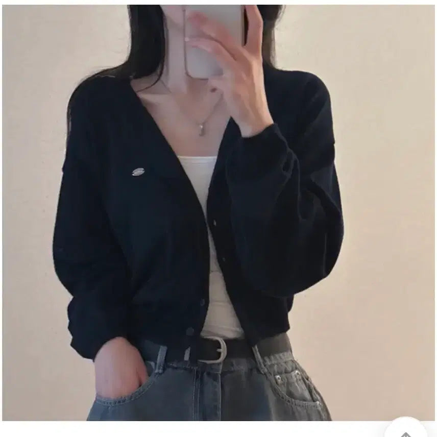 [BUNJANG] Black Short-Length Summer Cardigan / 여름 가디건