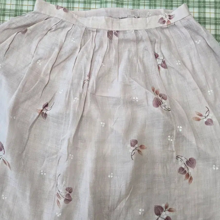 [BUNJANG] Ramie Long Skirt with Floral Pattern / 5ㅡ모시 나몀 스커트  ㅡ허리ㅡ32