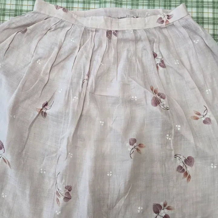 [BUNJANG] Ramie Long Skirt with Floral Pattern / 5ㅡ모시 나몀 스커트  ㅡ허리ㅡ32