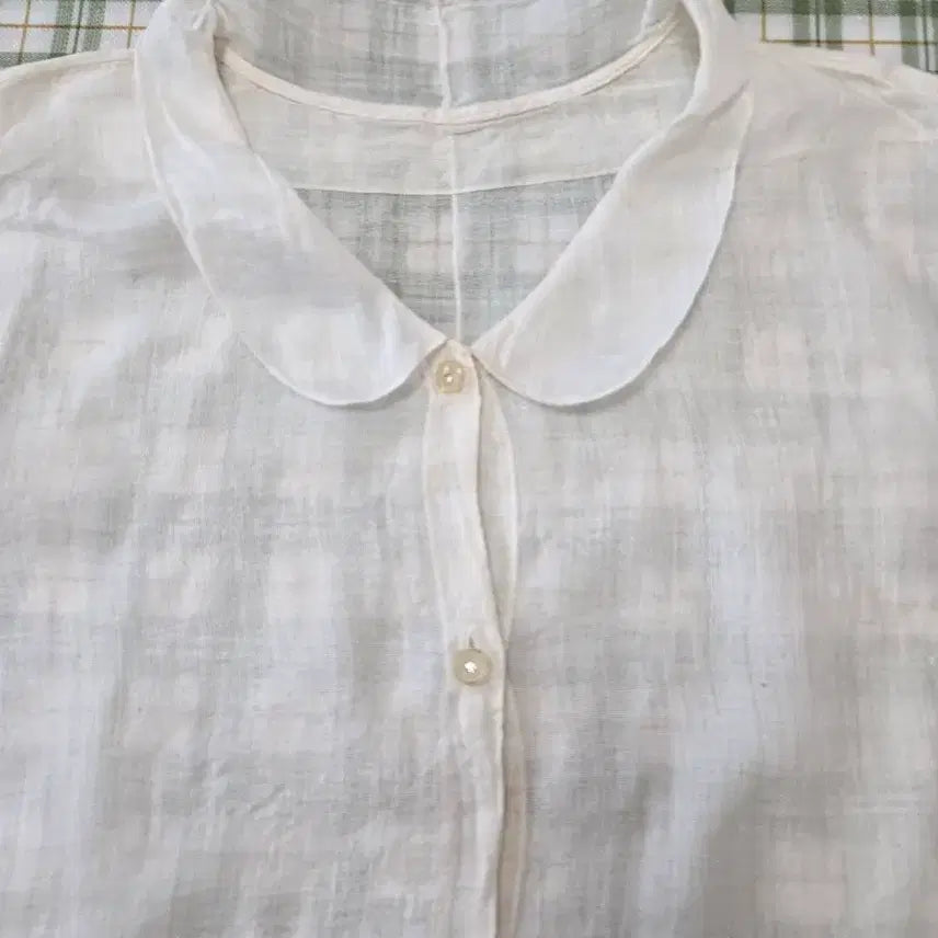 [BUNJANG] Korean Made Linen Band Collar Shirt - Size 77 / 5 ㅡ모시 국산 스텐카라 셔츠ㅡ77