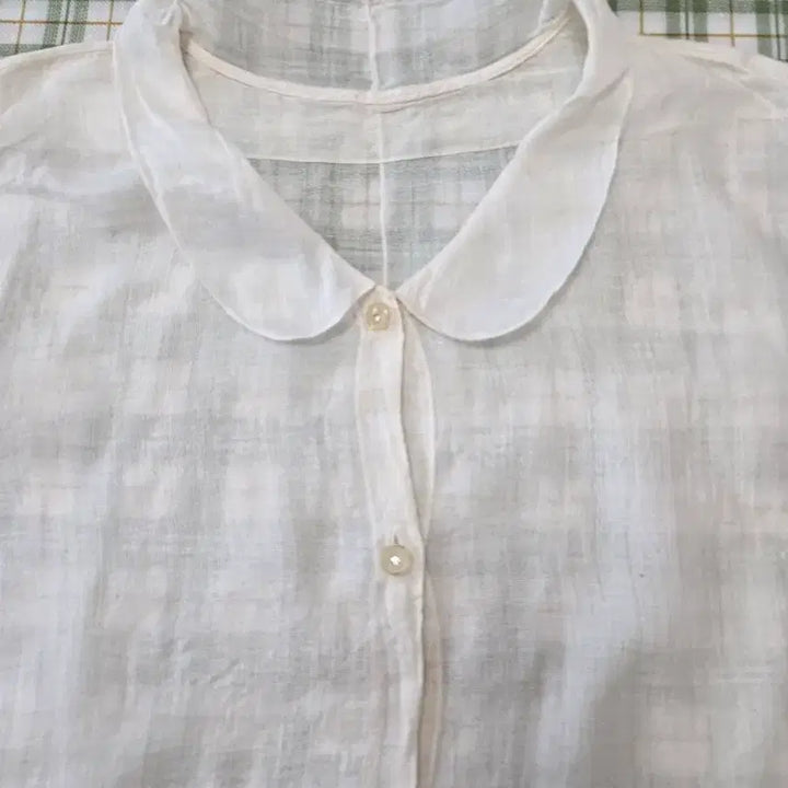 [BUNJANG] Korean Made Linen Band Collar Shirt - Size 77 / 5 ㅡ모시 국산 스텐카라 셔츠ㅡ77