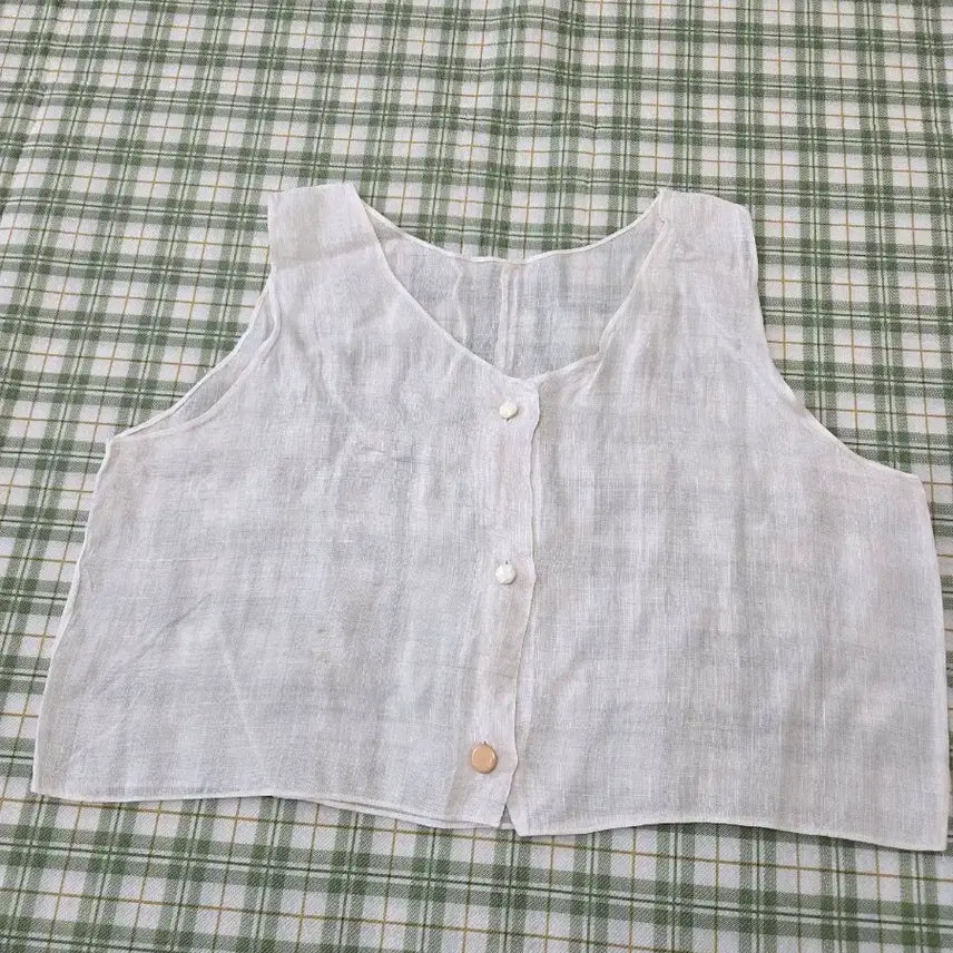[BUNJANG] Linen Sleeveless Top Shirt / 5ㅡ모시 나시 탑 셔츠로ㅡ55ㅡ66