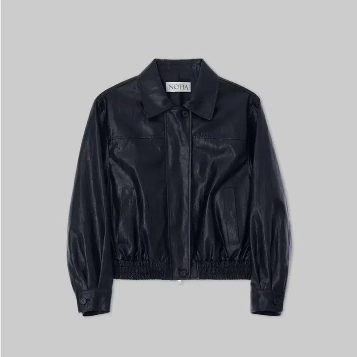 [BUNJANG] NOTIA Vegan Leather Blouson Leather Jacket M / 노티아 비건레더 블루종 가죽자켓 m