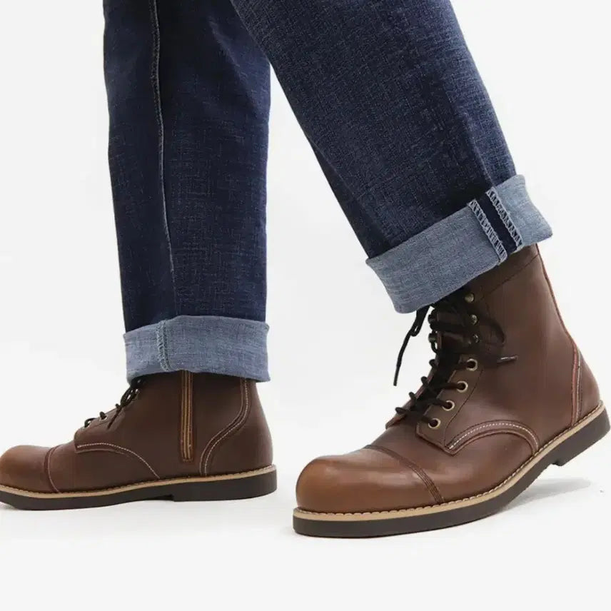 [BUNJANG] Slow Step Iron Step Full Grain Leather Boots Brown 280 (New) / 슬로우스텝 아이론스텝 부츠 풀그레인 레더 브라운 280(새상품)
