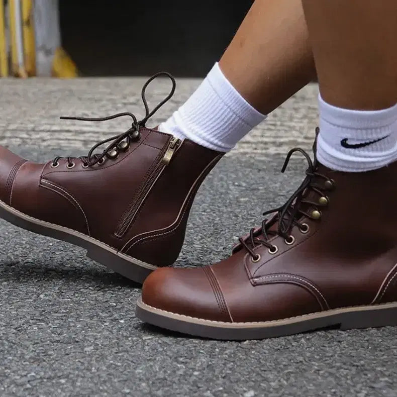 [BUNJANG] Slow Step Iron Step Full Grain Leather Boots Brown 280 (New) / 슬로우스텝 아이론스텝 부츠 풀그레인 레더 브라운 280(새상품)