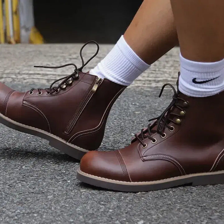 [BUNJANG] Slow Step Iron Step Full Grain Leather Boots Brown 280 (New) / 슬로우스텝 아이론스텝 부츠 풀그레인 레더 브라운 280(새상품)