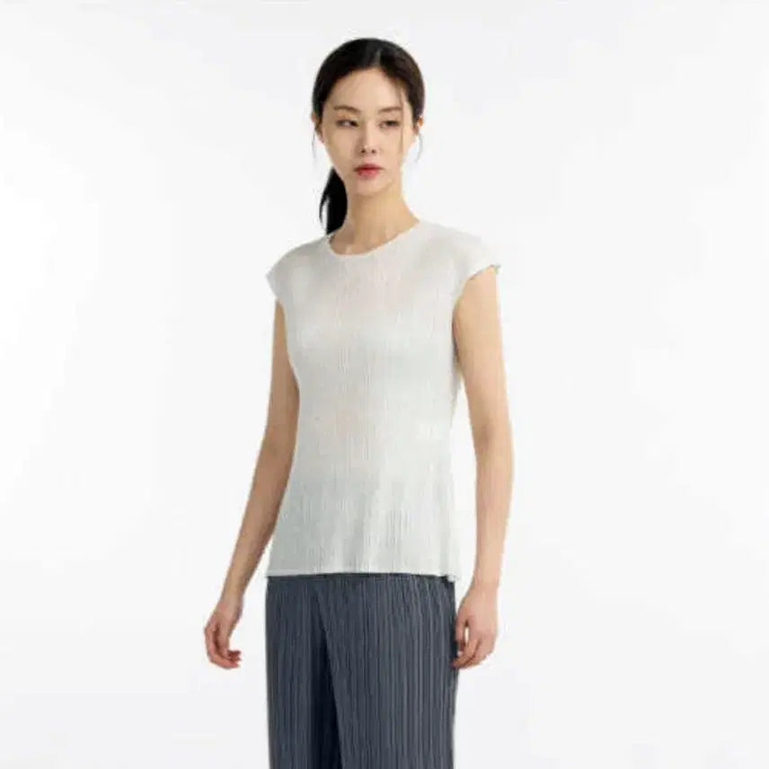 [BUNJANG] PLEATSME Basic Cap Sleeve T-Shirt Free Size / 플리츠미(PLEATSME) 베이직 캡소매 티셔츠 프리사이즈