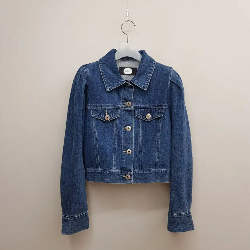 [BUNJANG] DEWL 2023 Puff Sleeve Cropped Denim Jacket M Size / 듀엘 2023 퍼프소매 크롭 데님 자켓 66사이즈