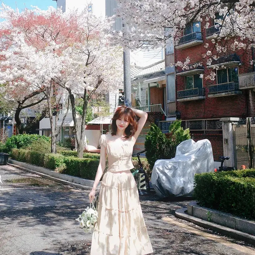 [BUNJANG] MilkCocoa Veiled Rose Long Skirt / 밀크코코아 veiled rose skirt