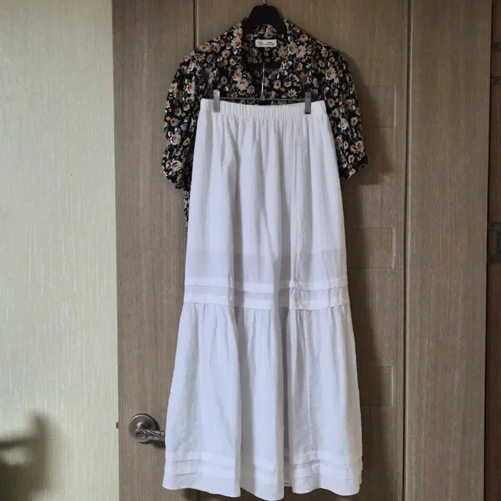 [BUNJANG] White Long Layered Skirt (Up to Size 77) / 화이트 롱 스커트 레이어드 디자인77까지
