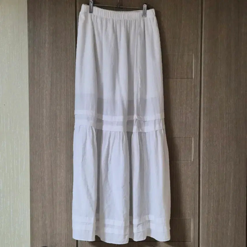 [BUNJANG] White Long Layered Skirt (Up to Size 77) / 화이트 롱 스커트 레이어드 디자인77까지