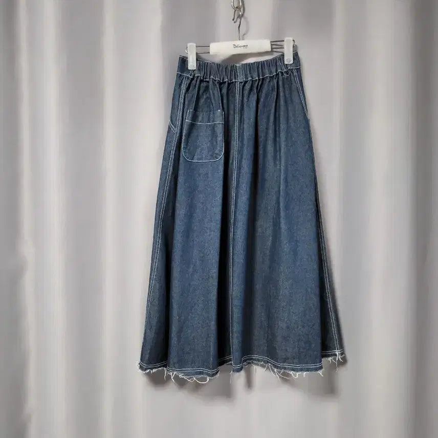 [BUNJANG] Denim Pleated Long Skirt / 데님 플리츠 스커트 롱 청치마
