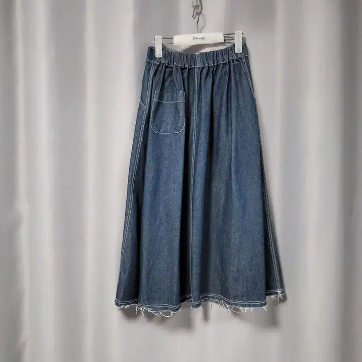 [BUNJANG] Denim Pleated Long Skirt / 데님 플리츠 스커트 롱 청치마