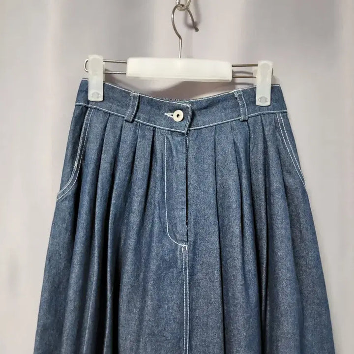 [BUNJANG] Denim Pleated Long Skirt / 데님 플리츠 스커트 롱 청치마