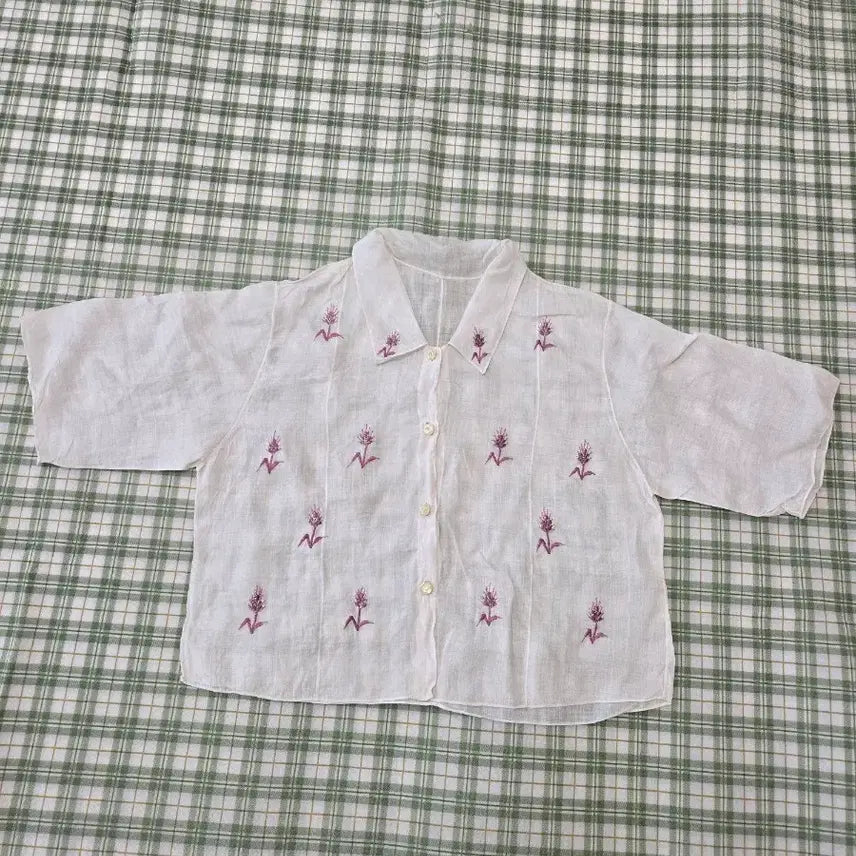 [BUNJANG] Handmade Ramie Embroidered Blouse / 6ㅡ모시 자수 맞춤 블라우스ㅡ55