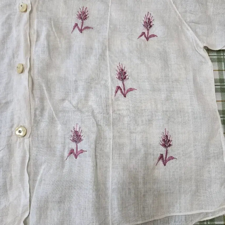 [BUNJANG] Handmade Ramie Embroidered Blouse / 6ㅡ모시 자수 맞춤 블라우스ㅡ55