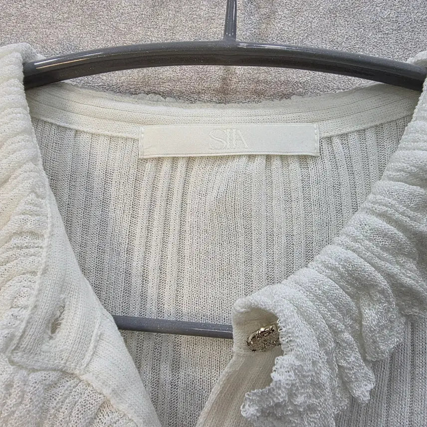 [BUNJANG] R2W SIA Frill Ribbed Knit Cardigan / R2W SIA 프릴 골지 니트 가디건