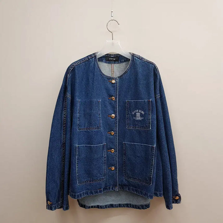 [SOLD OUT] 한섬 시스템 2022 노카라 오버핏 데님 자켓  82-94-160사이즈