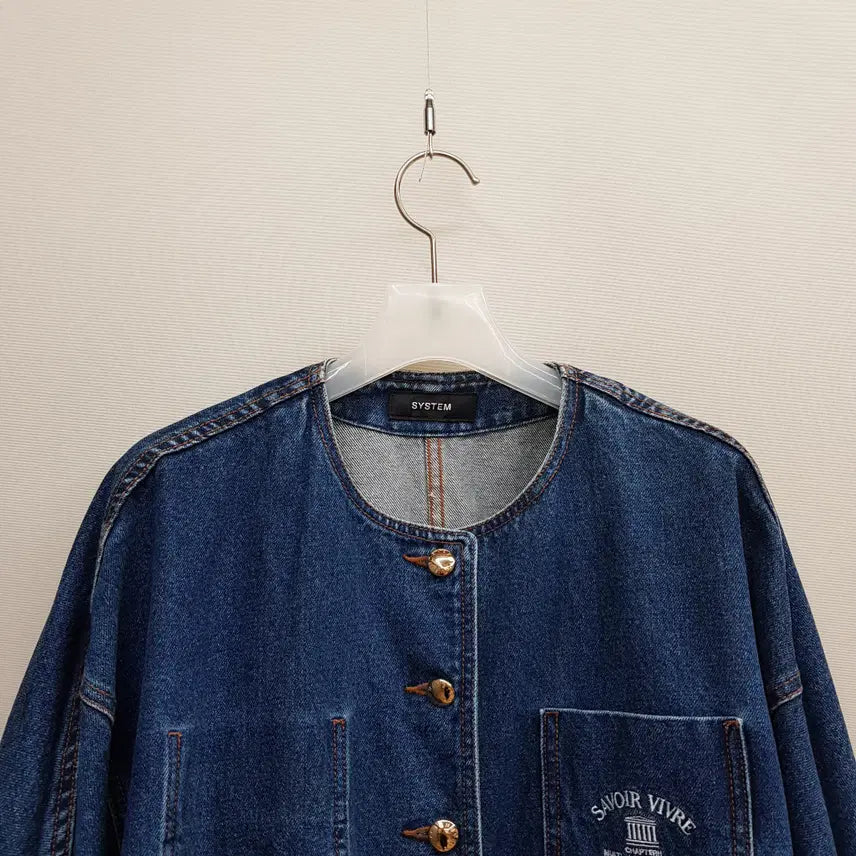 [SOLD OUT] 한섬 시스템 2022 노카라 오버핏 데님 자켓  82-94-160사이즈