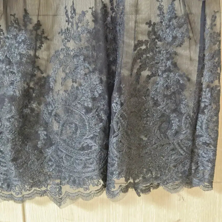[BUNJANG] Black Lace See-Through Long Dress (Size 66-77) / 블랙 레이스 시스루 원피스66~77