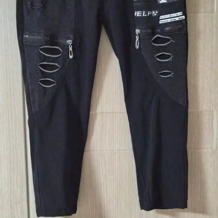 [BUNJANG] Black Damage Printing Baggy Pants L / 블랙 데미지 프린팅 배기 바지 L