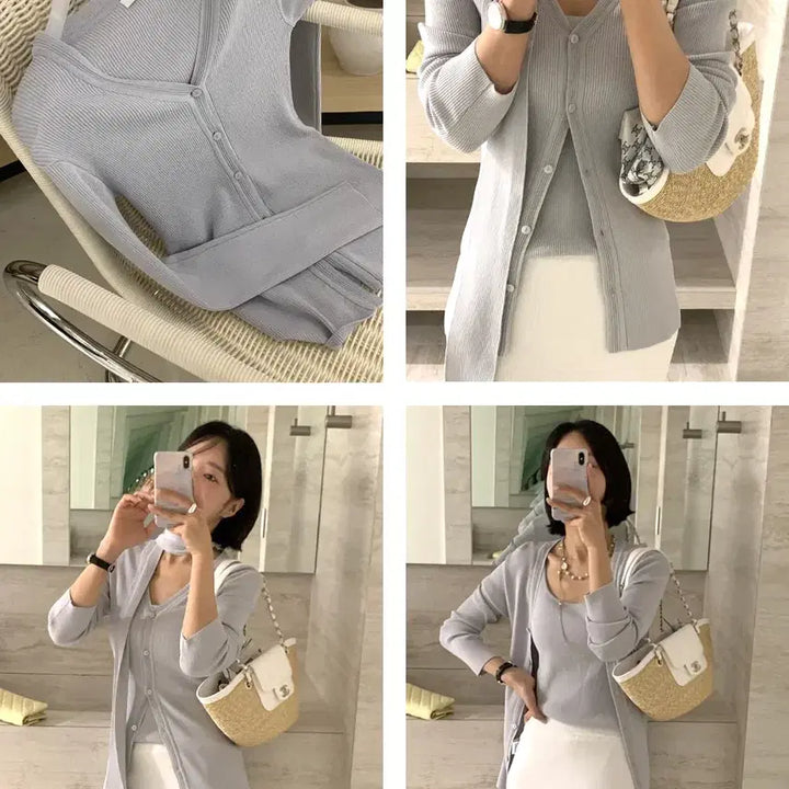 [BUNJANG] Around Yull Rib Stay Cardigan (Light Blue, S) / 어라운드율 리브스타이가디건 소라컬러 s사이즈