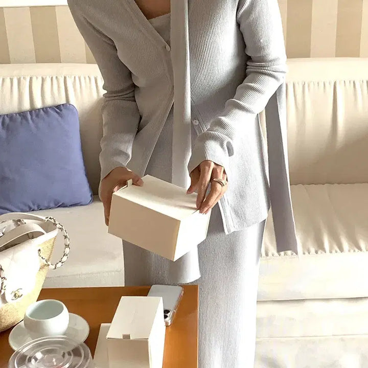 [BUNJANG] Around Yull Rib Stay Cardigan (Light Blue, S) / 어라운드율 리브스타이가디건 소라컬러 s사이즈