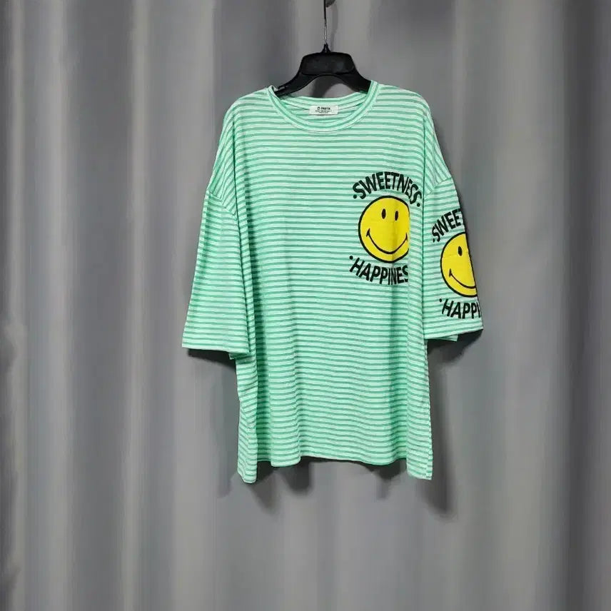[BUNJANG] Oversized Smile Stripe T-Shirt / 오버핏 스마일 스트라이프 티(빅싸이즈 가능)