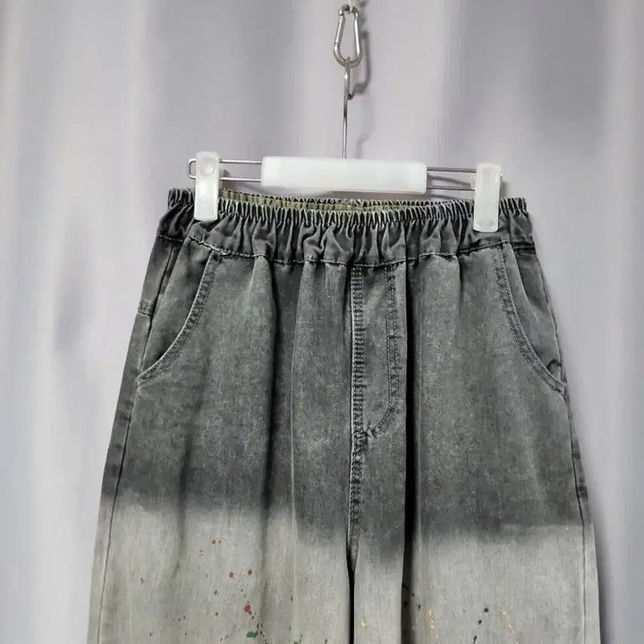 [BUNJANG] Distressed Wash Baggy Denim Pants / 페인팅 데미지 워싱 배기 데님