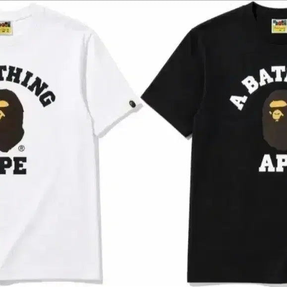 [BUNJANG] A Bathing Ape Short Sleeve T-Shirt White/Black / 베이프 반팔 티셔츠 화이트/블랙