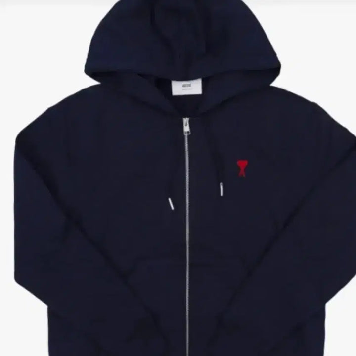 [BUNJANG] AMI Signature Logo Hooded Zip-Up Jacket Navy / 아미후드 집업