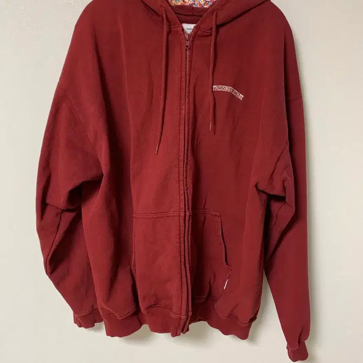 [BUNJANG] Thisneverthat Burgundy Zip-Up Hoodie / L 디스이즈네버댓 버건디 후드집업