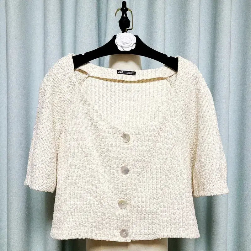 [BUNJANG] ZARA Tweed Short Sleeve Jacket / ZARA 자라 트위드 반팔 자켓