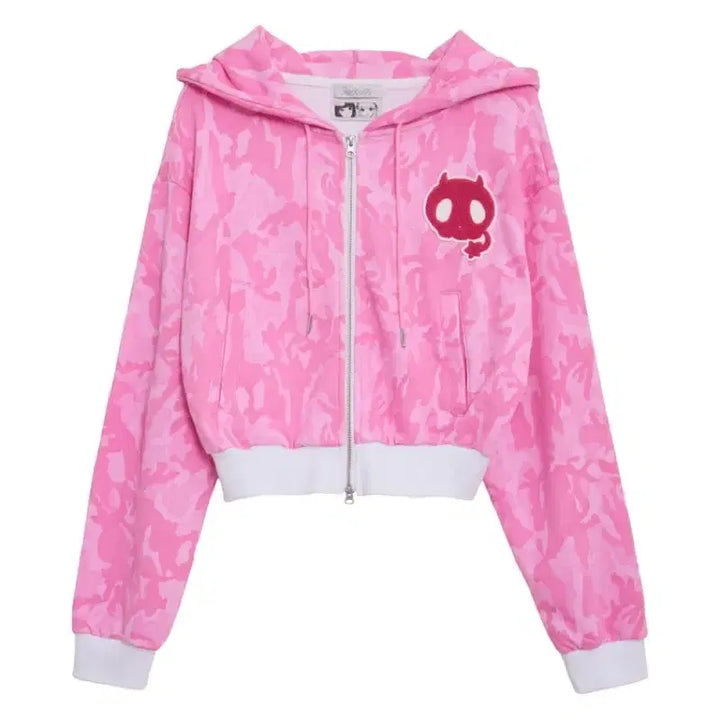[BUNJANG] Nekori Um-V Nakyoo Hoodie Zip-up Pink / 네코리 nekori 엄브이 너큐 후드집업 핑크