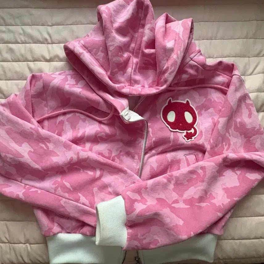 [BUNJANG] Nekori Um-V Nakyoo Hoodie Zip-up Pink / 네코리 nekori 엄브이 너큐 후드집업 핑크