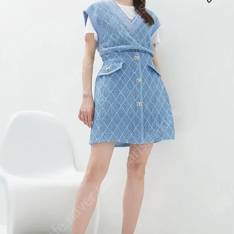 [BUNJANG] Mine Set Up Argyle Pattern Vest and Skirt Set / 마인 셋업