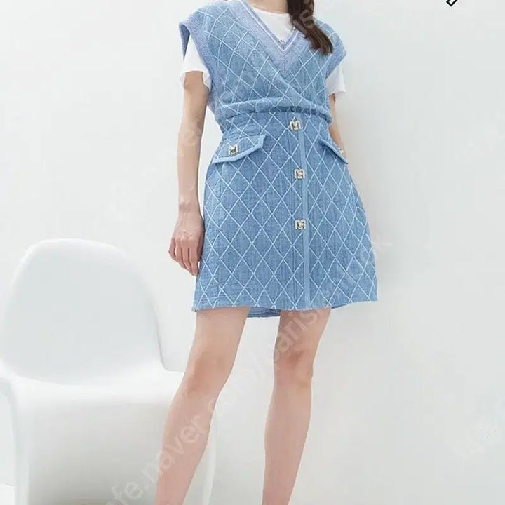 [BUNJANG] Mine Set Up Argyle Pattern Vest and Skirt Set / 마인 셋업