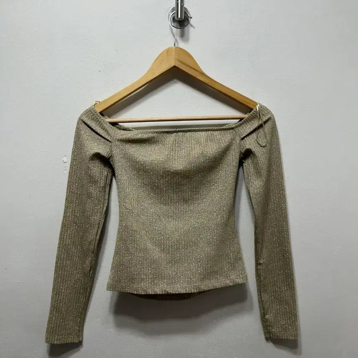 [BUNJANG] Zara Shirring Gold Long Sleeve T-Shirt - Size S / 자라 셔링 골드 긴팔 티셔츠 새상품 S