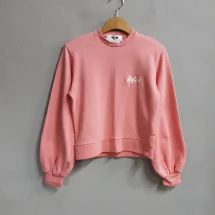 [BUNJANG] MSGM Pink Logo Balloon Sleeve Sweatshirt T-shirt / MSGM 핑크 로고 벌룬 소매 맨투맨 티셔츠