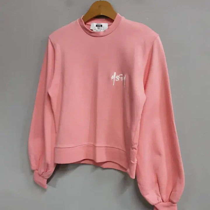 [BUNJANG] MSGM Pink Logo Balloon Sleeve Sweatshirt T-shirt / MSGM 핑크 로고 벌룬 소매 맨투맨 티셔츠