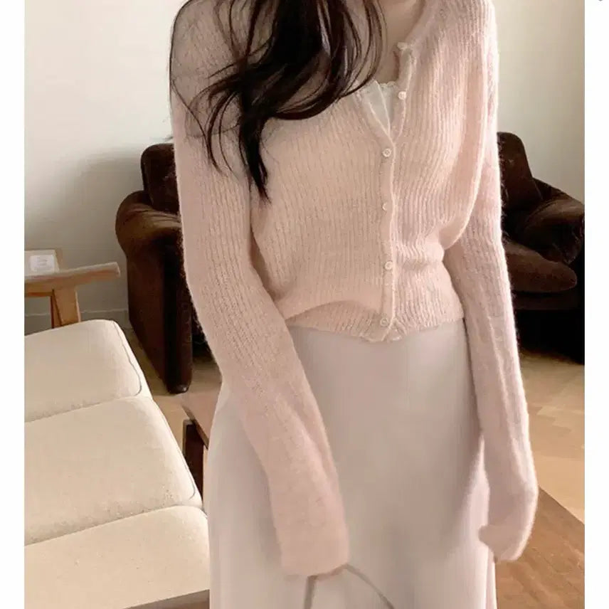[BUNJANG] Logia Mohair Wool Knit Cardigan / 로지아 여리핏 모헤어 울 니트 가디건 퍼빗 아뜨랑스 퍼 베니토