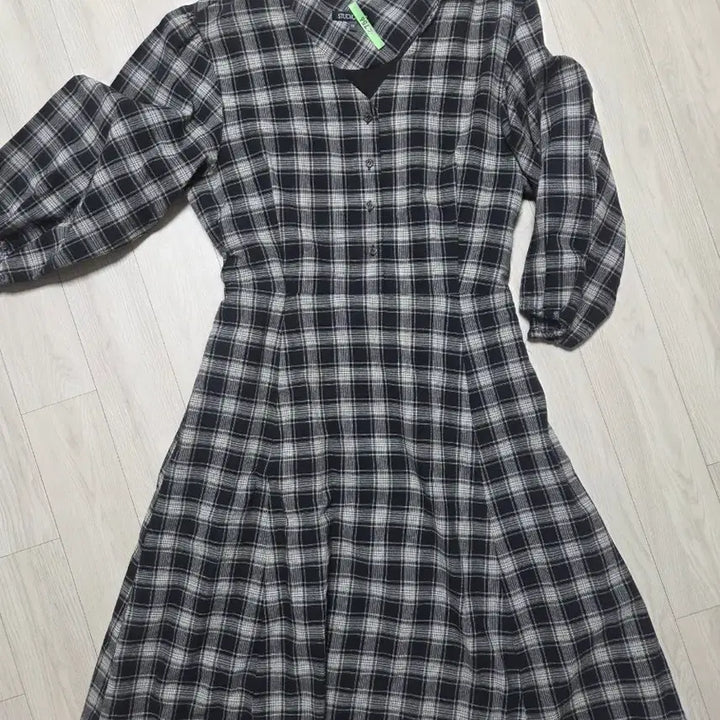[BUNJANG] Studio Lab Woven Checkered Dress - Black, M / 무료택배) 랩 우븐 체크 원피스 M 블랙