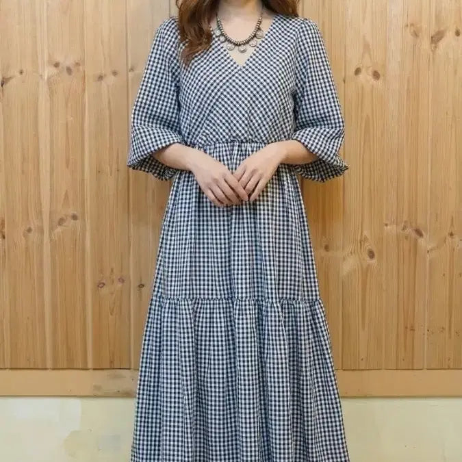 [SOLD OUT] *고방 체크 프릴 롱 원피스 (새상품)*
