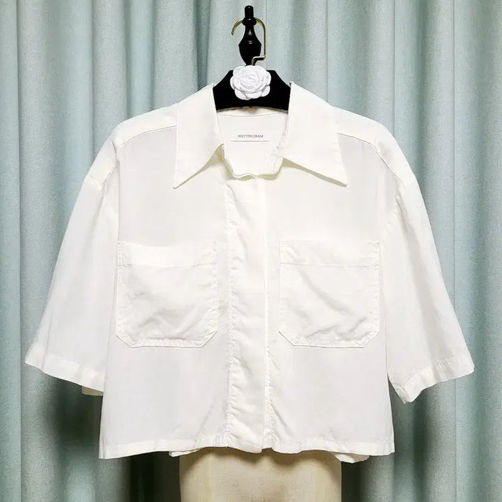 [BUNJANG] NOTTINGHAM Cotton Linen Crop 7/10 Sleeve Shirt / NOTTINGHAM 국내제작 코튼 린넨 크롭 7부 셔츠