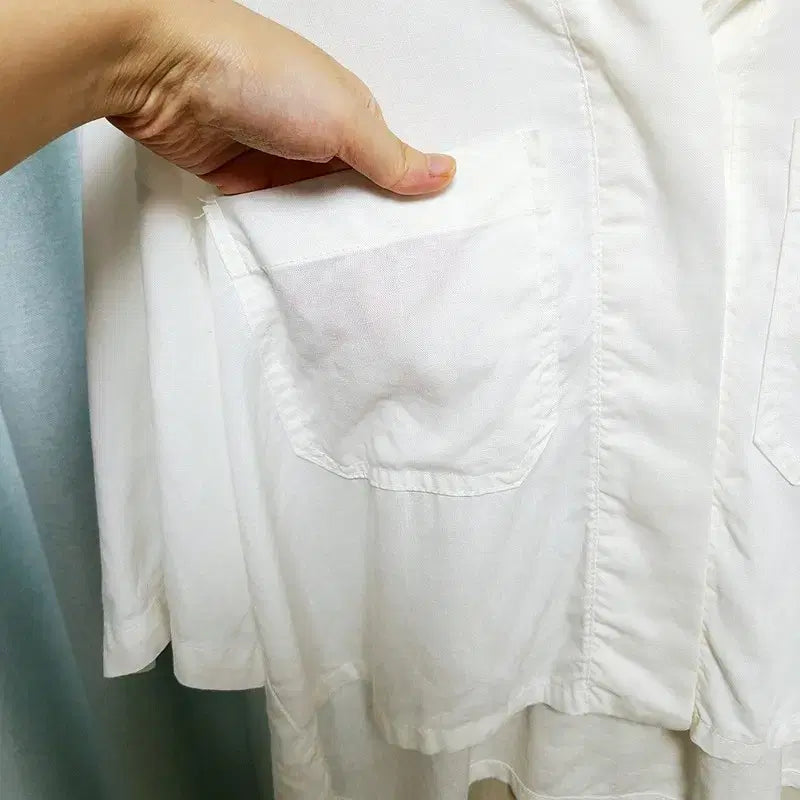 [BUNJANG] NOTTINGHAM Cotton Linen Crop 7/10 Sleeve Shirt / NOTTINGHAM 국내제작 코튼 린넨 크롭 7부 셔츠
